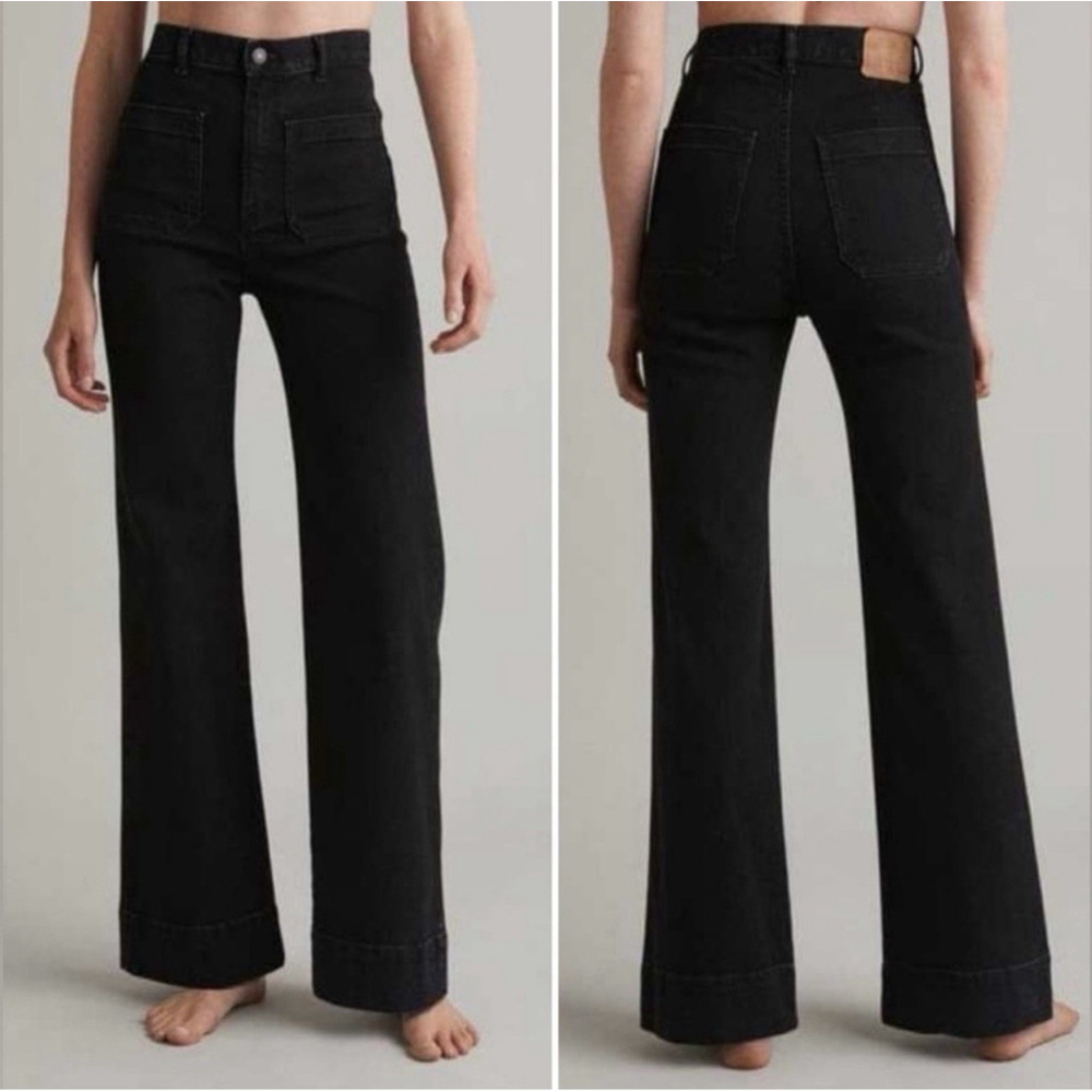 Jeanerica Jeans & Co St Monica Womens Hi-Rise Denim Flare Jeans Black 24/30